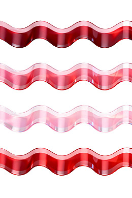 四条红色波浪形透明线条