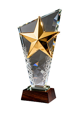 水晶奖杯配金色五角星