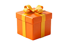 橙色礼盒配黄色丝带图片
