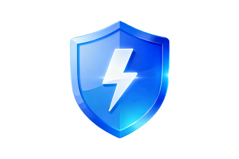蓝色盾牌闪电图标图片