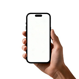 手持黑色边框白色屏幕手机