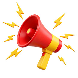 红色黄色扩音器发出闪电光芒