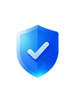 蓝色盾牌带白色对勾图标