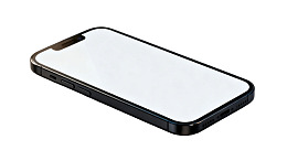 黑色智能手机白色屏幕侧视图