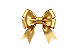 金色丝带蝴蝶结特写图片