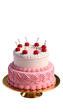 双层粉色樱桃蛋糕图片