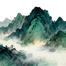 水墨山水云雾缭绕山峰