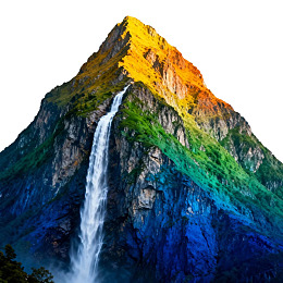 色彩斑斓山峰瀑布景观