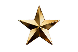 金色五角星在白色背景上