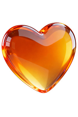 透明琥珀色心形玻璃饰品