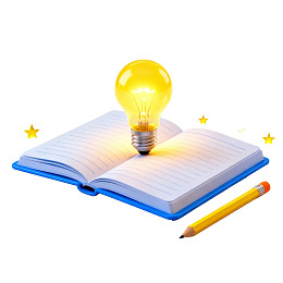 书本上的灯泡点亮创意