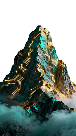 科技感山峰云雾缭绕图片