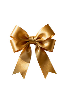 金色缎带蝴蝶结特写图片