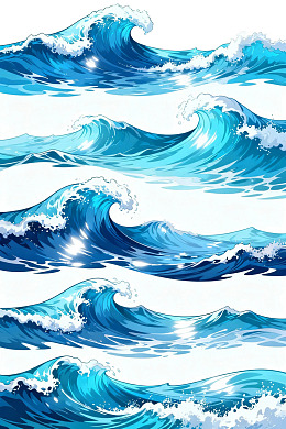蓝色海浪动态插画集图片