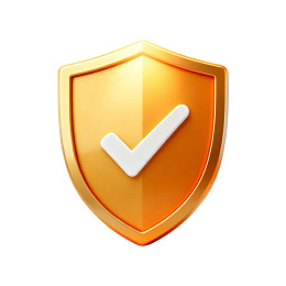 金色盾牌配白色对勾图标