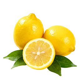 新鲜柠檬与绿叶图片