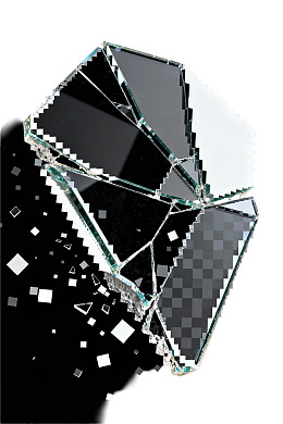 破碎玻璃块与像素化效果