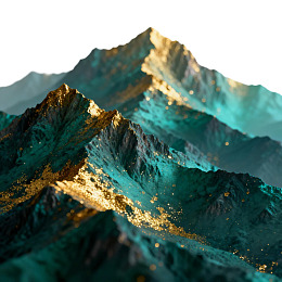 金色星光点缀的青翠山峦