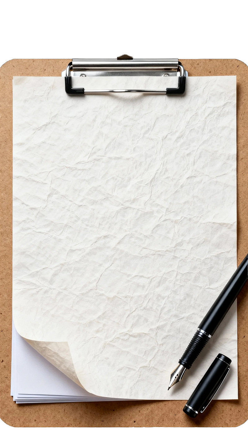 空白纸张与钢笔静物图片