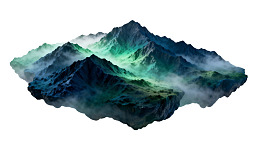 云雾缭绕的奇幻山峦景观