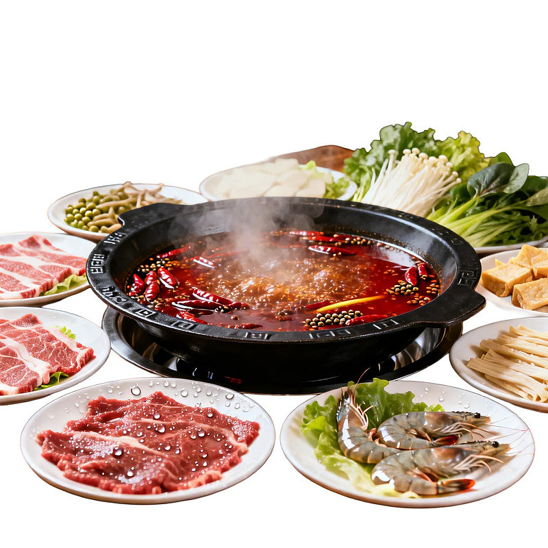 热气腾腾的火锅配多种食材