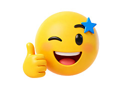 黄色笑脸带星眨眼点赞