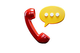 红色电话听筒与黄色对话气泡