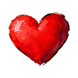 红色心形油画艺术作品