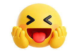 黄色笑脸捂嘴大笑表情