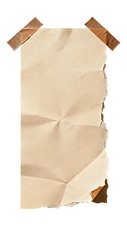 撕裂皱褶纸张用胶带粘贴