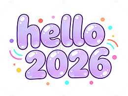 彩色卡通风格新年祝福图案