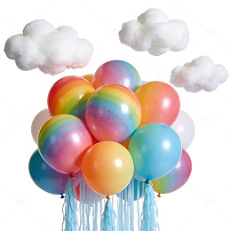 彩虹气球云朵装饰创意布置