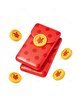 红色红包金币卡通12