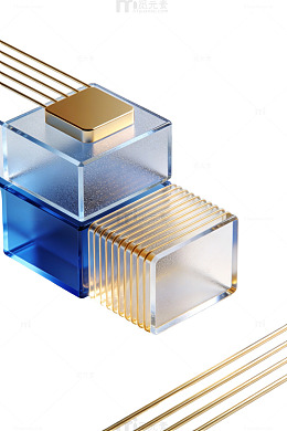 蓝金几何光影素材57