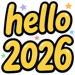 卡通风格新年祝福语图案设计素材