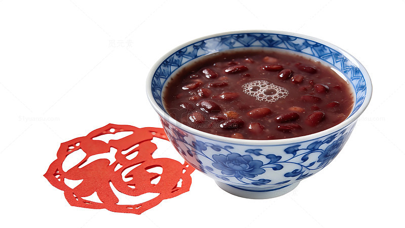 青花瓷碗红豆粥60