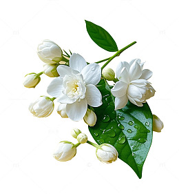 清新茉莉花束花卉特写摄影