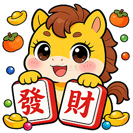 卡通虎发财插画喜庆免扣素材元素