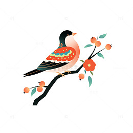 国风花鸟剪纸传统纹样