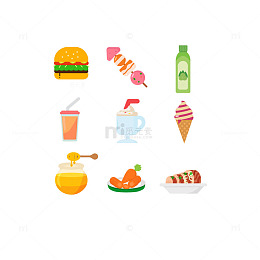 卡通美食图标设计素材