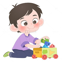 孩子做家务收拾整理玩具卡通儿童插画