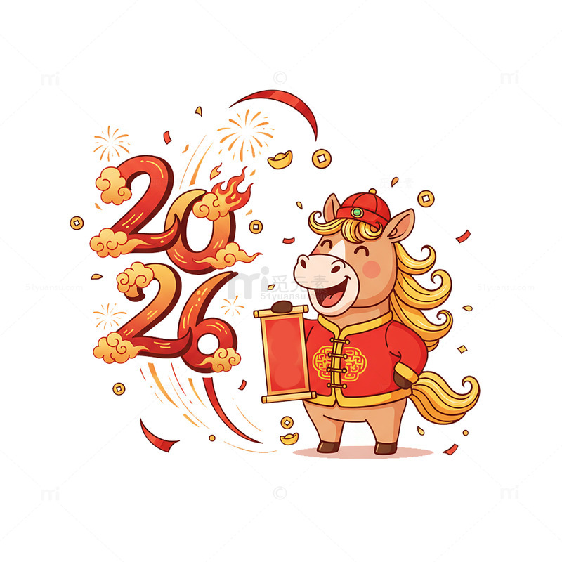 卡通牛年新年庆祝插画素材免费下载_觅元素