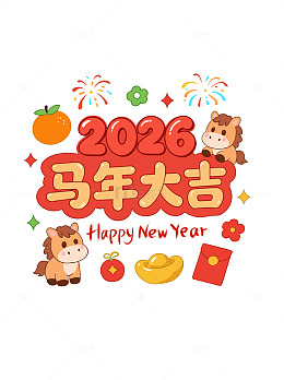 2026马年大吉喜庆新年贺卡设计素材
