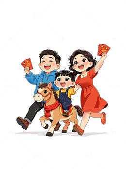 2026马年新年春节家庭贺岁购年货拜年