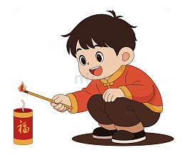 新年元素放鞭炮