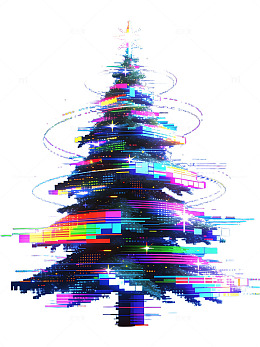 炫彩故障风圣诞树78