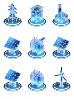 蓝色科技风电力图标11