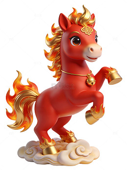 火焰红马卡通摆件30