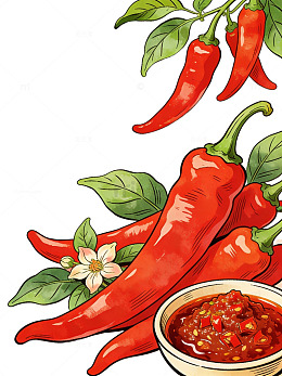 手绘红辣椒插画37