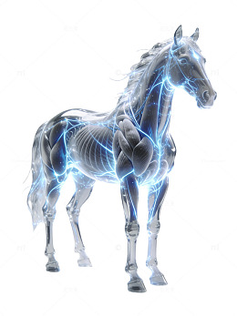 蓝色光效水晶马63